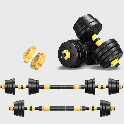 Imagem 2 de 7 de Kit Halteres De Anilhas E Barras Fitness 20kg
