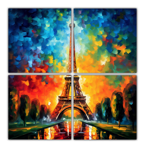 40x40cm Cuadro Estilo Leonie Afremov - 4 Lienzos Motivo Torr