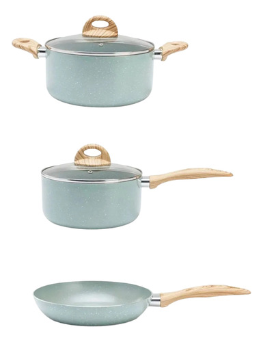 Jogo De Panelas Brinox Antiaderente Ceramic Life 5 Peças Botanika Com Indução Verde