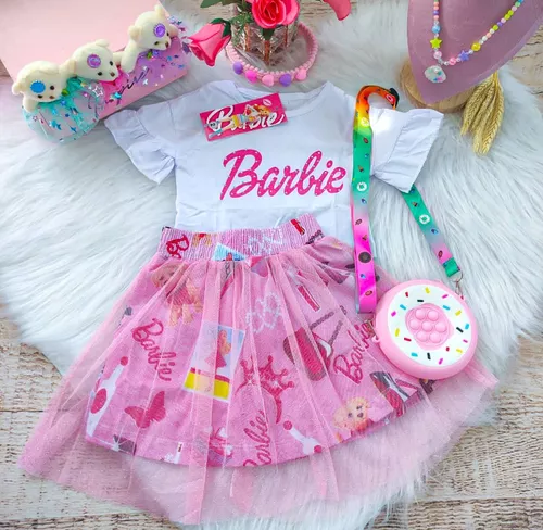 Roupa Tule Boneca Barbie Fashion, Moda Kit Festa Aniversário