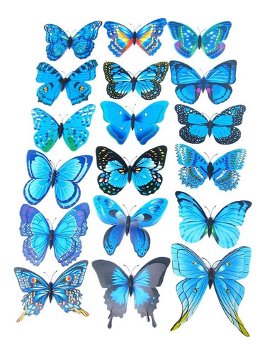 12pcs Etiqueta Calcomanías De Pared Diseño De Mariposas 3d