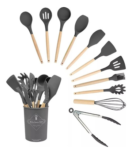 Set 12 Utensilios De Cocina Silicona Resistente Al Calor 