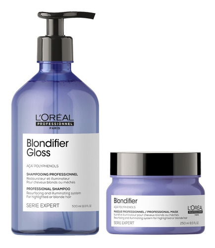 Pack Loreal Blondifier Shampoo Gloss 500ml Mascara 250ml