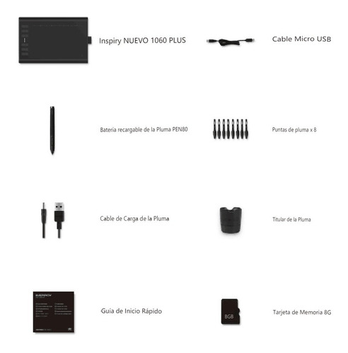 Imagen 7 de 9 de Tableta Gráfica Huion 1060plus Portátil Para Dibujos