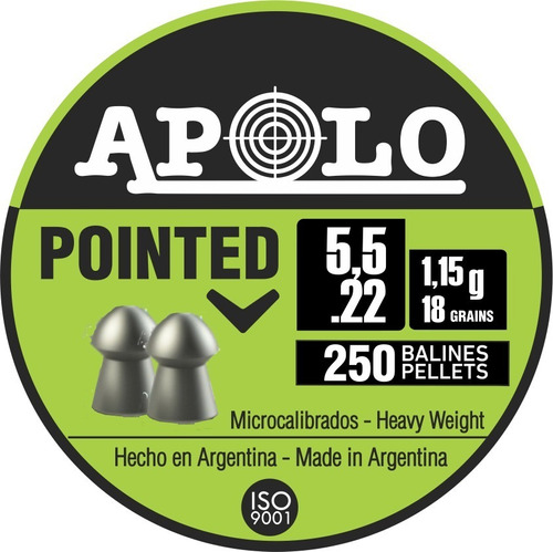 Balines Apolo Pointed 5,5 X1000 Aire Comprimido - Apolo Shop