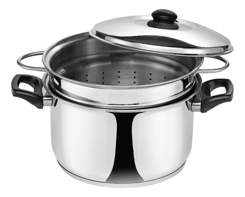 Olla Acero Inoxidable Con Colador Para Pastas 24cm 6,5 Lts Color Plateado