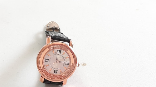 Reloj De Cuarzo De Cristal Simple Para Dama Negro