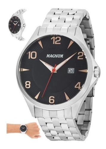 Relógio Magnum Masculino Ref: Ma33291t Casual Prateado