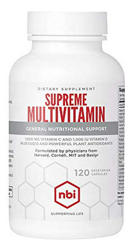 Suplemento Multivitamínico Diario Supreme Con Vitaminas A, C, D, E, K, B6 Y B12 | Suplemento Mineral Para Hombres Y Mujeres | 120 Cápsulas Vegetales