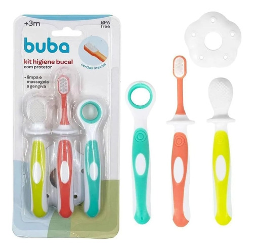 Kit Higiene Bucal Buba Com Protetor 3 Pcs Multifunções, Buba