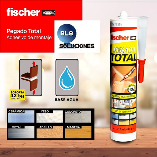 Imagen 2 de 7 de Pegado Total- Adhesivo Fischer Multimaterial Pack X 10 Cart.