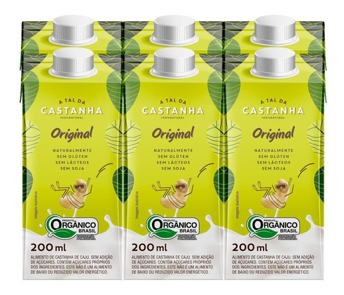 Kit Leite Vegetal, A Tal Da Castanha, 6 Caixas De 200ml