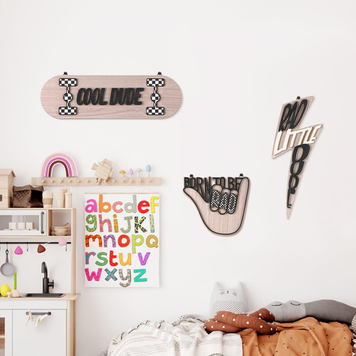 Briwoooody 3 Pcs Señal De Placa De Madera Rad Little Dude Wo