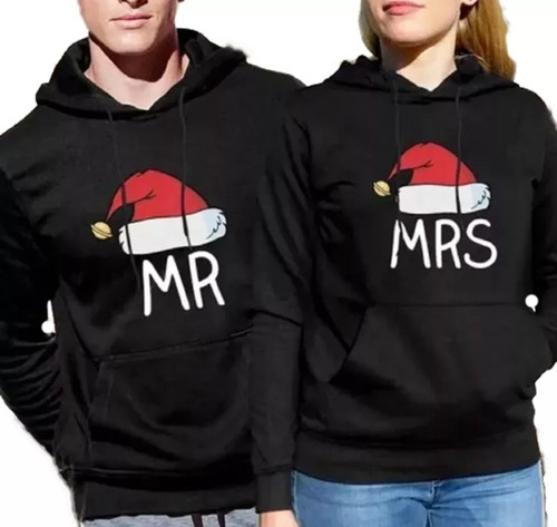 2 Sudaderas Pareja Novios Amigos Navida Gorro Santa M8 2pzas