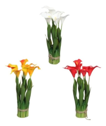 Flores Artificiales De Calas De Tallo Largo 38x 7,5cm