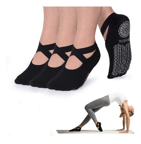 Calcetines Antideslizantes Para Yoga Pilates Set 3 Pares