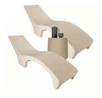 Comprar Combo 2 Reposeras Camastro Plásticas Amalfi modelo Essential Para Pileta Aptas Solarium Humedo Con Mesa De Regalo Color Beige