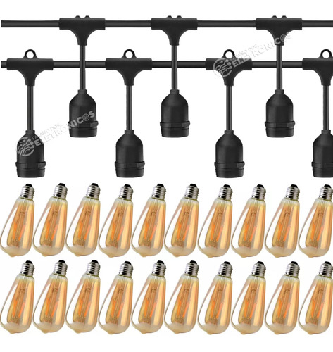 Kit 20 Lâmpadas Decorativa + Extensão Varal De Luz 10 Metros