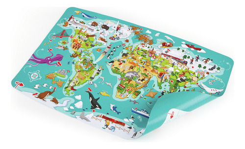 Puzle Y Juego De Mapamundi 2 En 1 Hape E1626