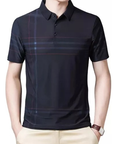 Polo De Seda Con Solapa Para Hombre