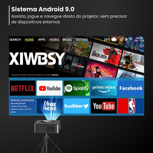 Projetor Android Full Hd 4k Até 300 Pol Com Wifi Bluetooth Usb Hdmi
