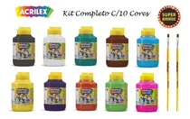 Comprar Kit 10 Potes Tinta T. Guache Acrilex 10 Cores 250ml Oferta !