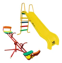 Comprar Sube Y Baja Giratorio + Tobogan 4 Escalones Pvc Combo !! Color Amarillo