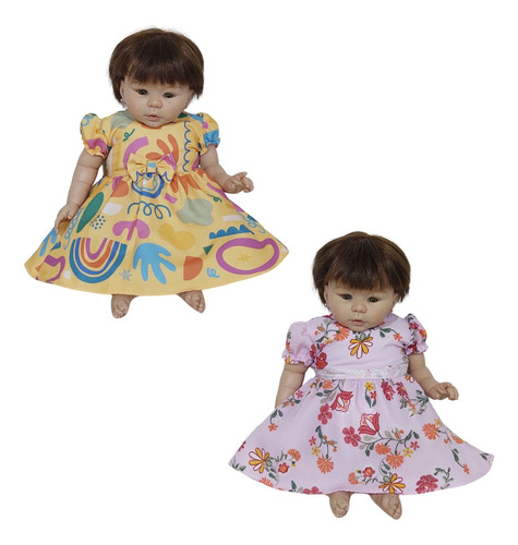 Kit Com 2 Vestidos De Bebê Reborn Katitus Boneca