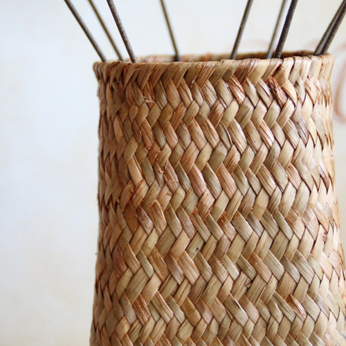 Imagen 4 de 7 de Florero Tejido Cesta Estilo Nordico En Mimbre Y Bambu