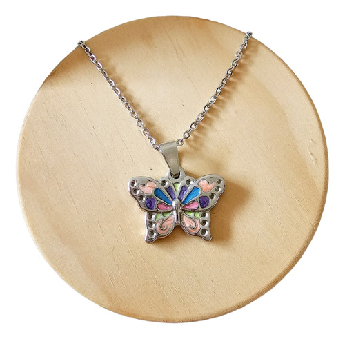 Conjunto Cadena + Dije Mariposa Acero Quirúrgico 316l 