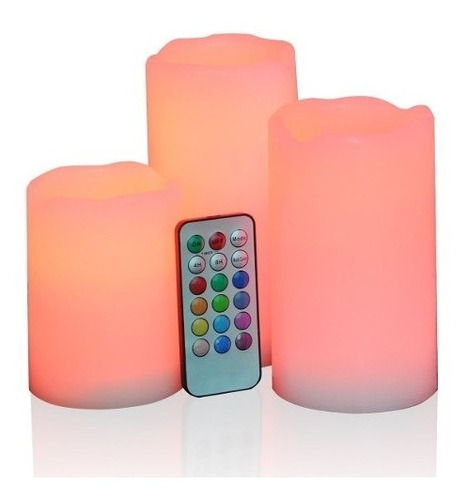 Set De 3 Velas Led Con Control Remoto Electronicas