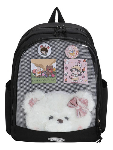Mochila Escolar De Gran Capacidad Mochila Linda Y Versátil Bolsa Transparente Trae 2piezas