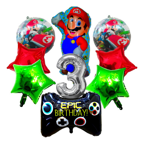 Combo Kit Globos Deco Fiesta Mario Bros 1