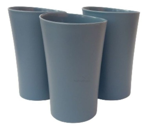 Kit 03 Copos Plastico Duro Resistente Bebidas 400ml Azul