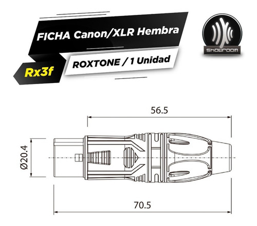 Imagen 3 de 4 de Ficha Xlr Canon Hembra Metalica Roxtone Rx3f