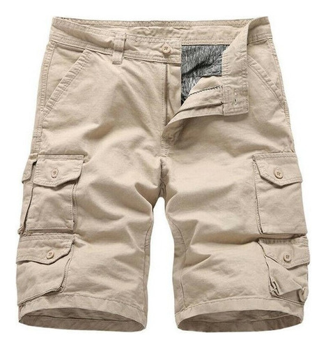 Yo) Pantalones Cortos Cargo Sueltos Lisos For Hombre Con
