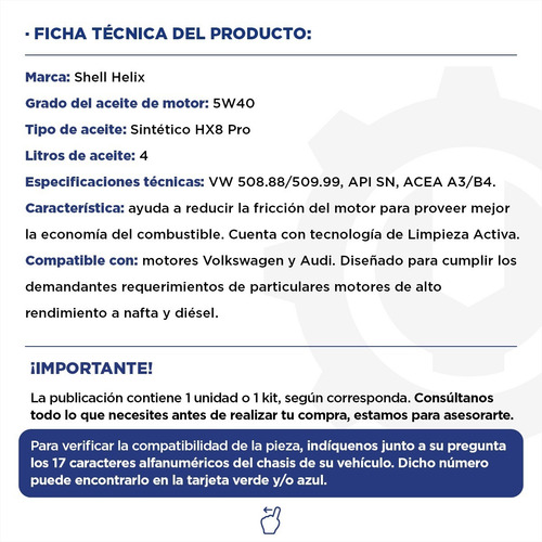 Imagen 2 de 9 de Aceite Shell Helix Hx8 Pro Av 5w40 Vw Voyage X 4 Litros