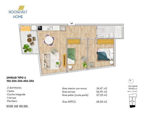 Venta: 1-2-3 Dormitorios Rooselvelt Home Salaya Romera 