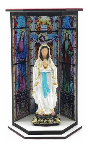 Oratório De Madeira Vitral Ressurreição Resinado