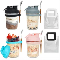 Comprar Recipientes De Avena Para Toda La Noche Con Tapas Y Cucharas