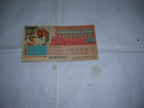 Antiguo Billete Loteria Nacional Argentina 1989 Navidad 5559