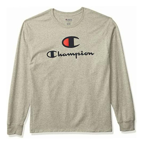 Playera Manga Larga Classic Graphic , Champion, Hombre, Color Oxford Gray - Clásico Logo Lockup