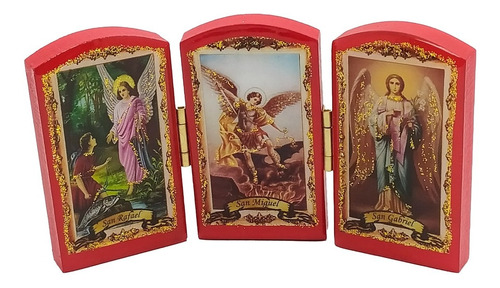 Imagen 1 de 3 de Retablo Triptico Arcángeles San Miguel, Gabriel Y Rafael