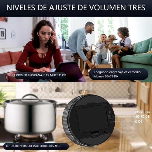 Cronómetro Magnético Digital Para Cocina, Pantalla Led Grand Negro
