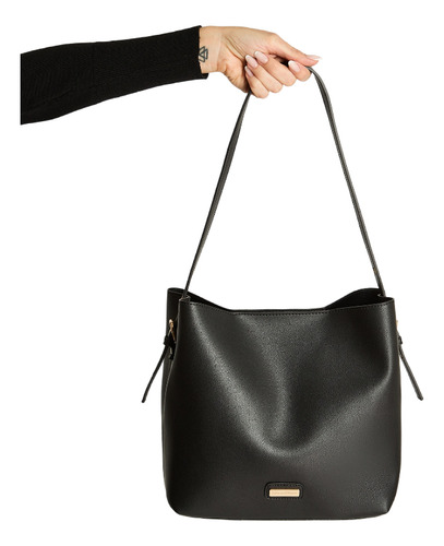 Cartera Rígida Con Un Strap Negro Accesorios Moda Mujer Negro