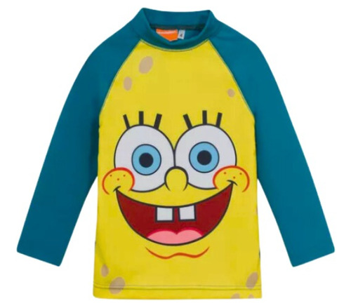 Remera Con Protección Uv 50 - Bob Esponja - Licencia Oficial