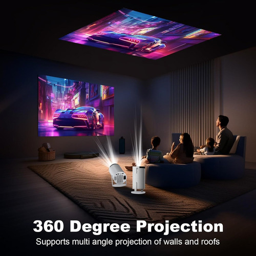 HY300 Mini Proyector Portátil, Proyector 4K Auto Keystone, 1080P Full HD con WiFi 6 y Bluetooth 5.0, Pantalla de 130 Pulgadas, 180 Grados Flip Compatible Smartphone/Tabletas/PC/TV Stick