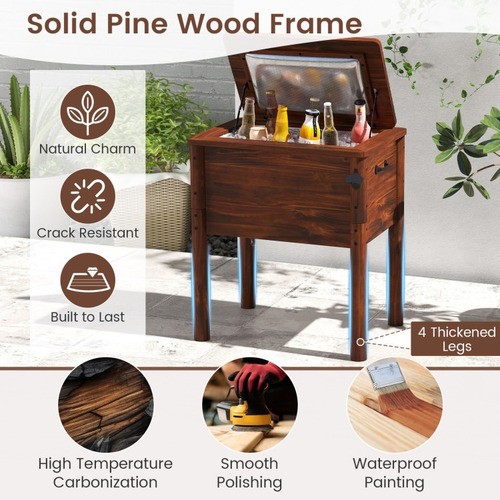 Hielera De Madera Para Patio Con Abridor De Botella Gpl