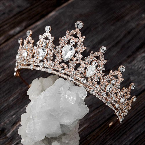 Tocado Novia Tiara Corona Mujer Xv Años Collar Y Aretes 3pcs