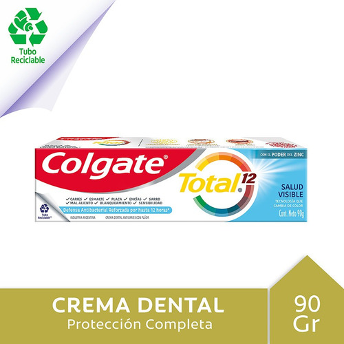 Pasta Dental Colgate Total 12 Salud Visible Tubo 90grs